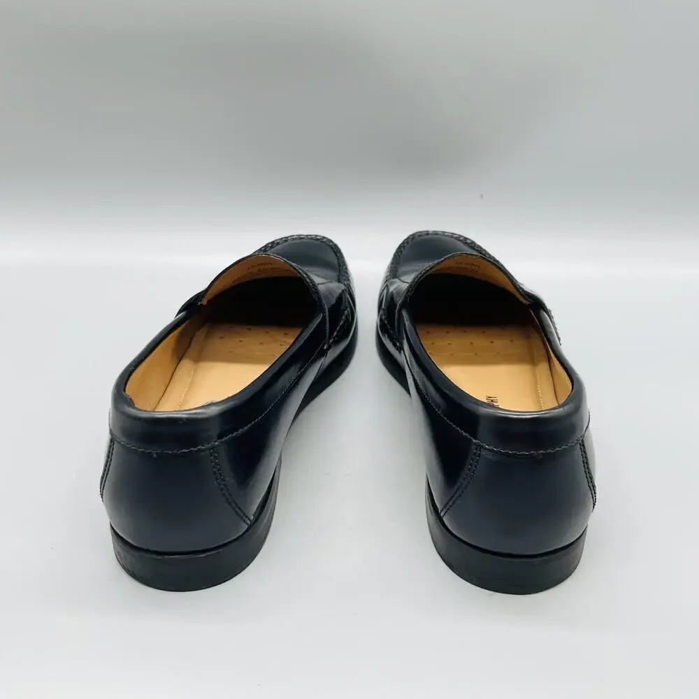 Johnston & Murphy Shoes Men 8.5 Black Leather Penny Loafers Slip On Dress Casual